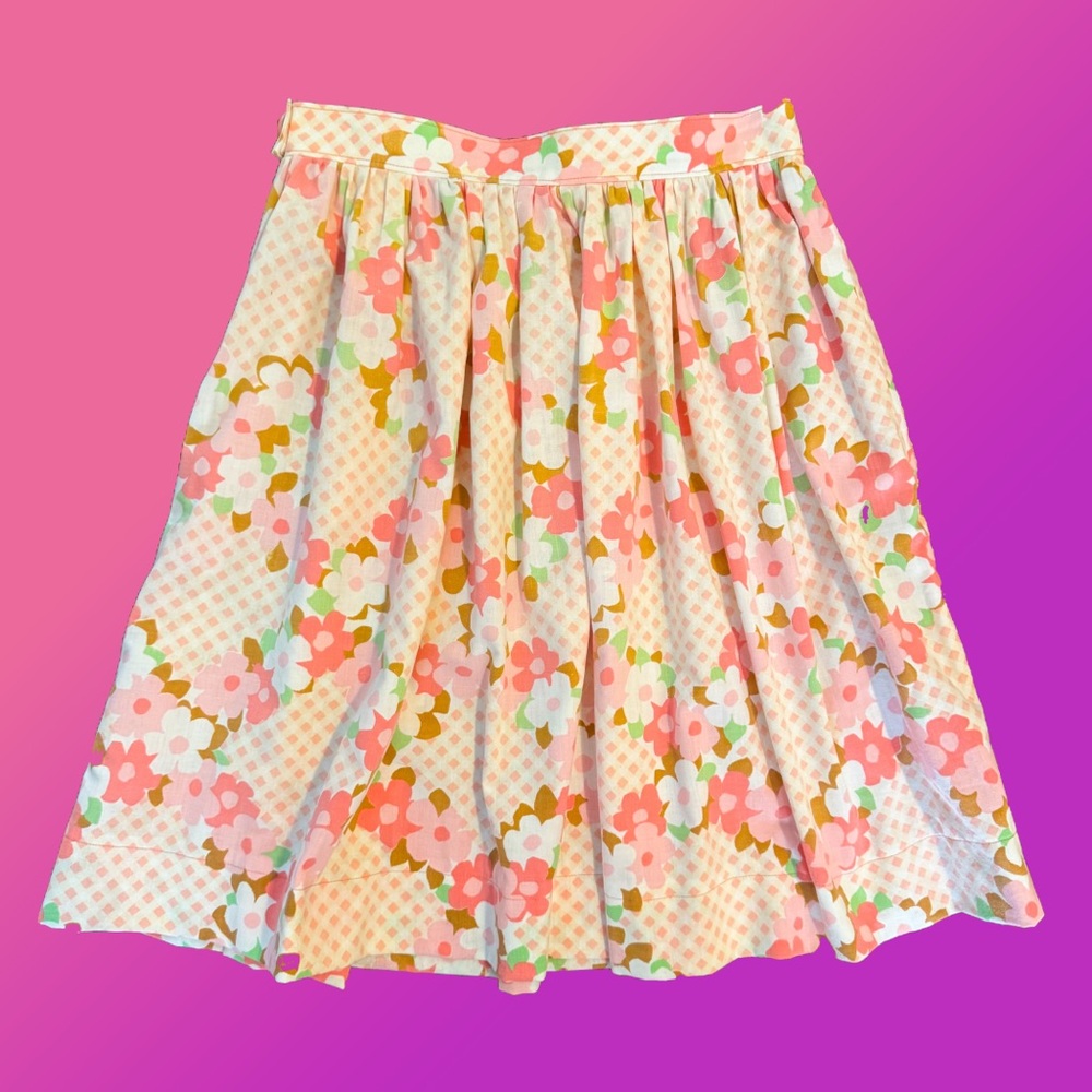 Vintage Floral Pink and Mint Green Women's Skirt